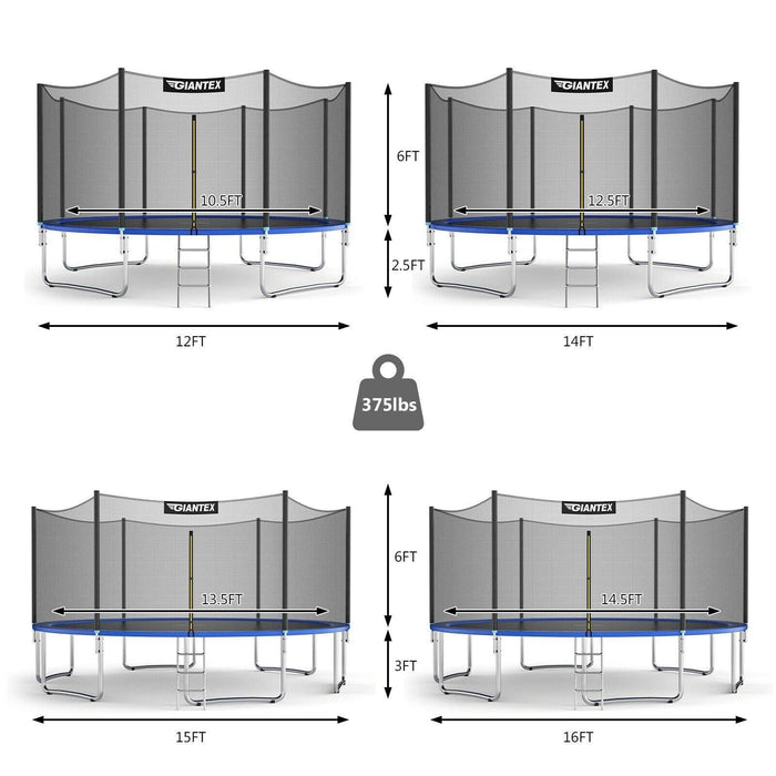 15 ft Outdoor Trampoline Combo with Bounce Jump Safety Enclosure Net