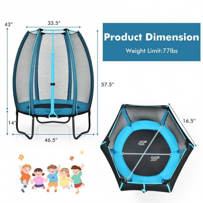 4 Ft Kids Trampoline Jumper with Enclosure Net