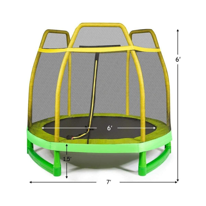 7FT Kids Trampoline W/ Safety Enclosure Net