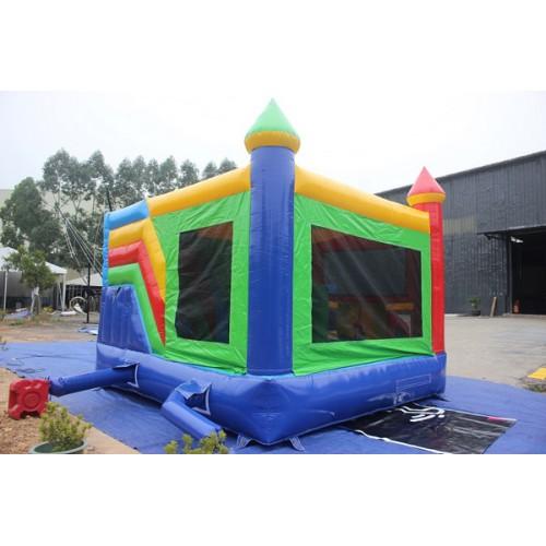 Rainbow Castle 4-In-1 Commercial Bounce House Combo Wet n Dry