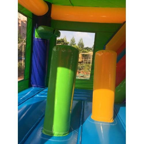 Rainbow Castle 4-In-1 Commercial Bounce House Combo Wet n Dry