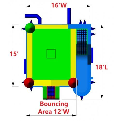 Rainbow Castle 4-In-1 Commercial Bounce House Combo Wet n Dry