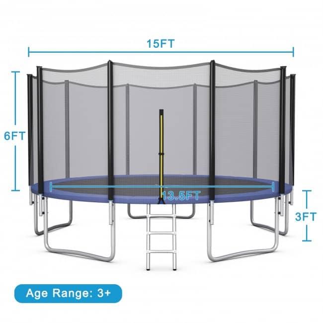 Outdoor Trampoline Bounce Combo with Safety Closure Net Ladder